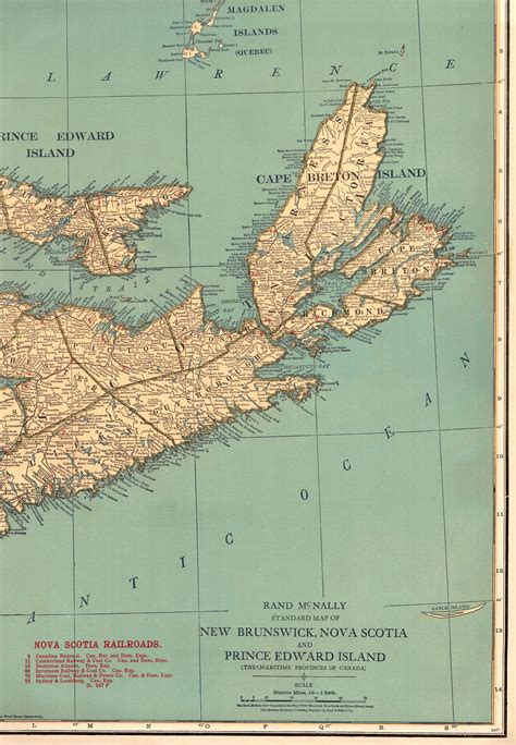 1921 Antique Nova Scotia Canada Map w Railroads Vintage Maritime Canada ...