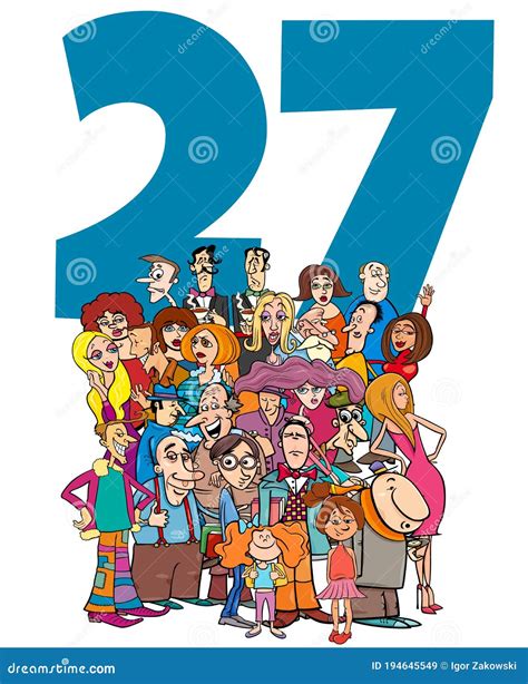 Number Twenty Seven and Cartoon People Group Stock Vector ...