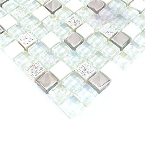 Glass and stone mosaic silver glass tiles