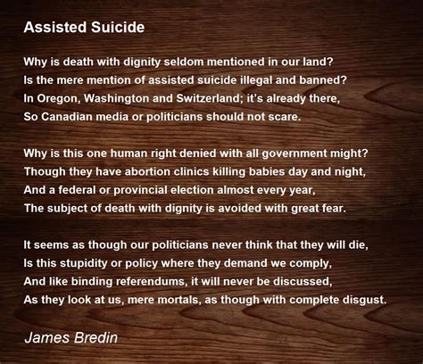 Assisted Suicide - Assisted Suicide Poem by James Bredin