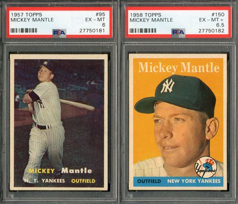 1957 and 1958 Topps Pair of Mickey Mantle PSA Graded Cards