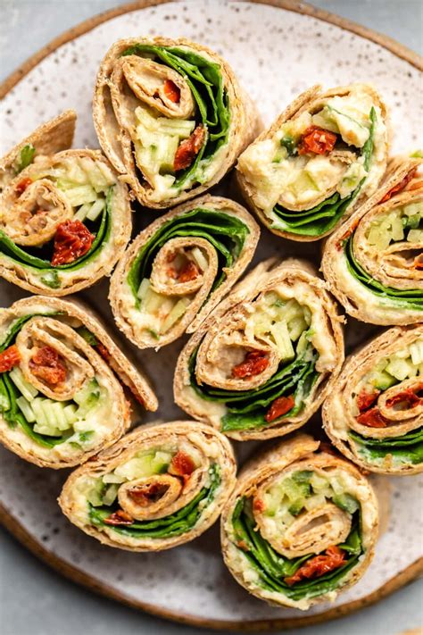 Hummus Pinwheels with Cucumber & Sun-dried Tomatoes - From My Bowl