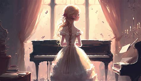 Piano Girl Dreamy Beautiful Background, Fantasy Background, Piano Girl, Girl Background Image ...