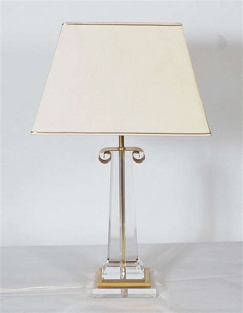 Hollywood Regency Pair of Lucite Table Lamps in Harp and Obelisk Shapes For Sale at 1stDibs