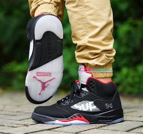 Supreme Air Jordan 5 Black Fire Red - Sneaker Bar Detroit