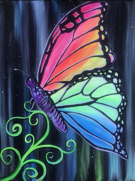 Blacklight butterfly | Neon art painting, Butterfly art painting, Diy ...