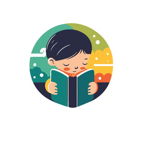 little boy kid reading book logo icon in flat vector design 17128677 ...