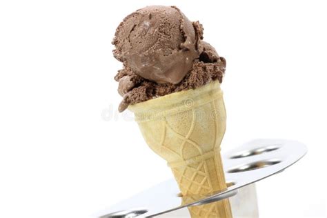 Chocolate Ice Cream in Sugar Cone Stock Photo - Image of italian ...