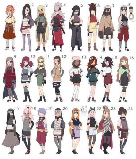 Naruto Female Adoptables Batch [ALL SOLD tysm!] by MaiRingo | Costumes ...