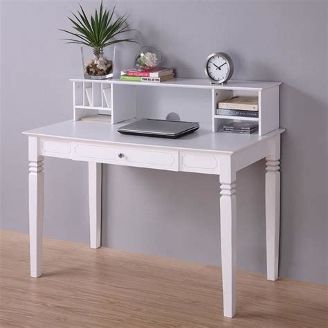 White Wood Computer Desk with Hutch - Contemporary - Desks And Hutches ...