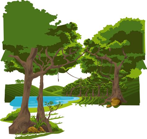 Cartoon Graphic design Illustration - Between forest trees mountain ...