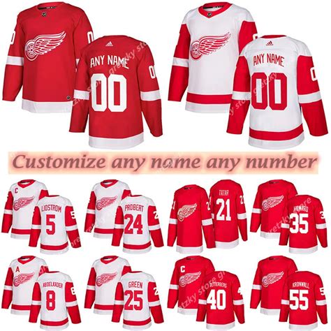 Detroit Red Wings Jerseys 5 LIDSTROM 8 ABDELKADER 24 PROBERT 25 GREEN ...