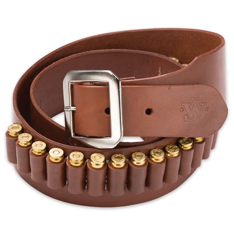 Mahogany Leather Gun Belt – 20 Cartridge Loops | Kennesaw Cutlery