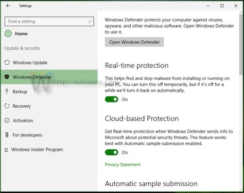 How to disable or enable Windows Defender enhanced notifications in Windows 10