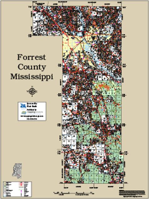 Forrest County Mississippi 2015 Wall Map, Forrest County Parcel Map 2015, Forrest County Plat ...