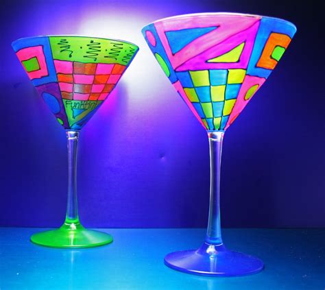 Colorful Martini Glasses/hand Painted Fused Glass/gift Martini - Etsy