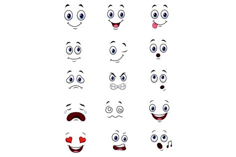 Cartoon Faces ClipArt Set Graphic By tigatelu | TheHungryJPEG