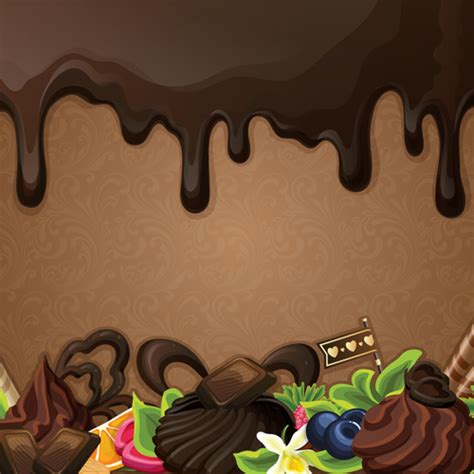 Sweet with drop chocolate background set vector 02 free download