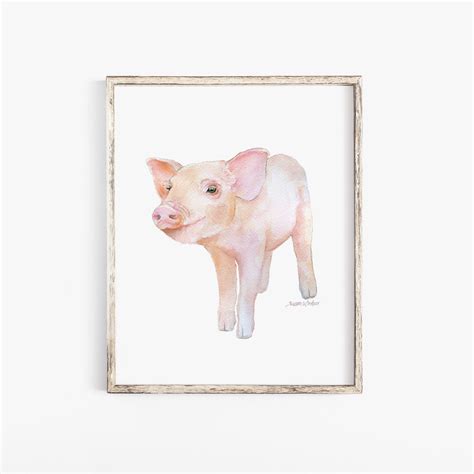 Pig 2 Watercolor Painting Giclee Print Farm Animals | Etsy