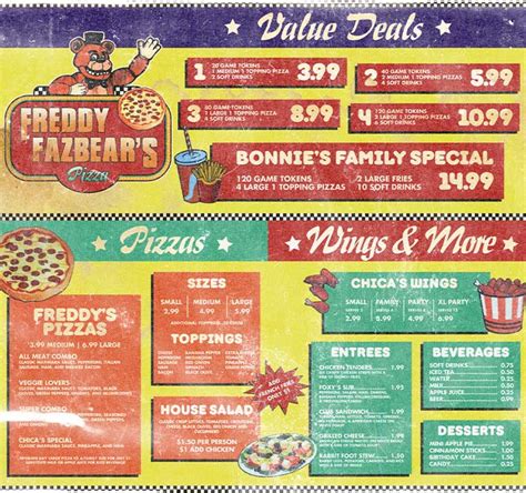 (Fnaf movie) freddy fazbears pizza menu (edit) by Galaxystudios78 on DeviantArt