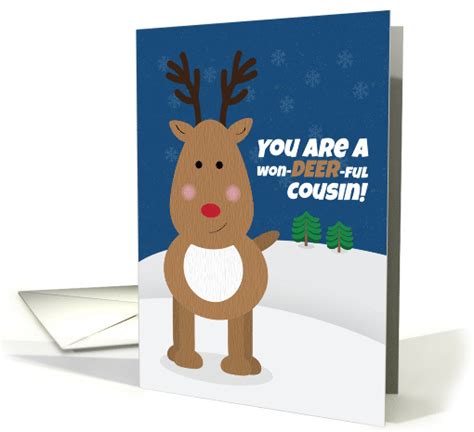 Merry Christmas Cousin Cute Reindeer card (1551192)