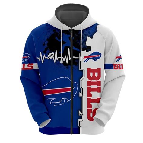 Buffalo Bills Hoodie graphic heart ECG line -Jack sport shop