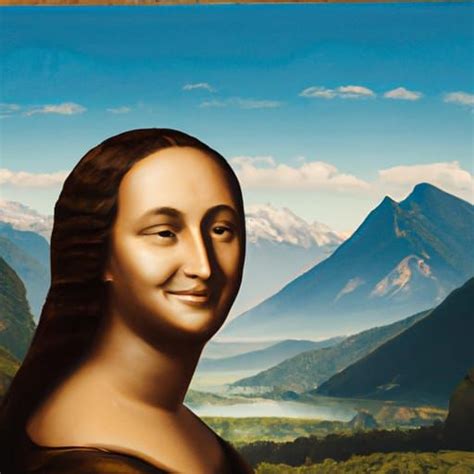 create painted portrait of Mona Lisa with smile in her face , behind ...