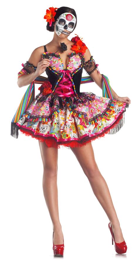 Day of the Dead Dia de los Muertos Costume Mexico Skull Mask Dress Women S M L X | eBay