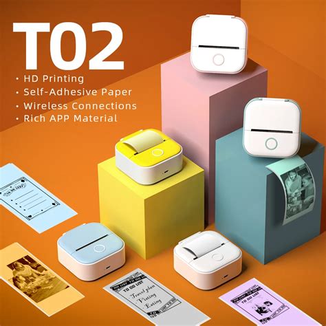 Phomemo T02 Portable Mini Thermal Printer 203dpi 53mm Printing Stickers ...