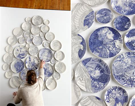 Hand-painted Ceramic Plate Installations by Molly Hatch — Colossal