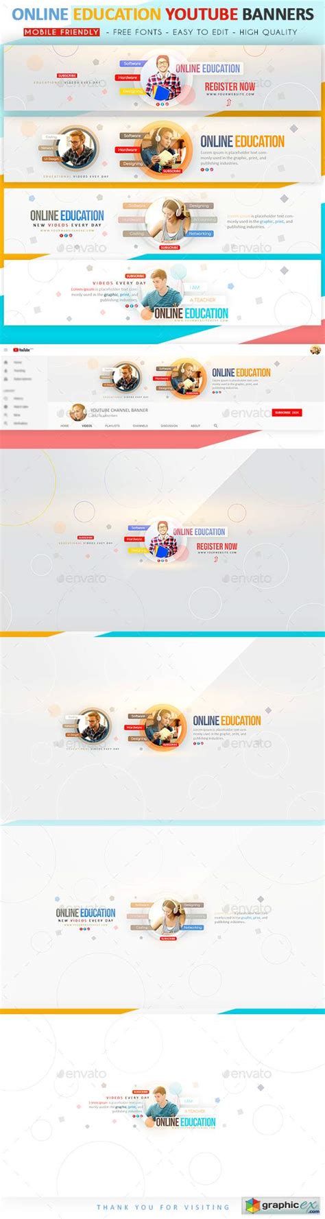 Online Education YouTube Banner » Free Download Vector Stock Image Photoshop Icon