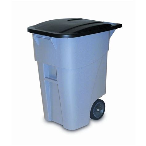 Rubbermaid Commercial Products Brute 50 Gal. Grey Rollout Trash Can with Lid-FG9W2700GRAY - The ...