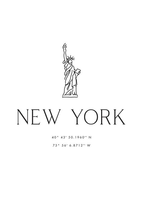 Kunstneriske illustration | New York city coordinates with Statue of ...