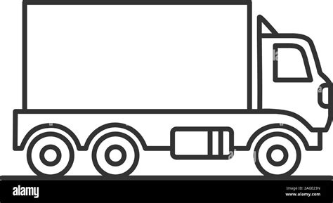 Delivery truck linear icon. Thin line illustration. Freight transport. Contour symbol. Vector ...