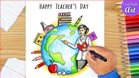 How to draw Teachers day drawing || art for greeting card || easy ...