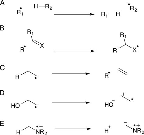 Examples of the major radical reactions found in organic chemistry. A,... | Download Scientific ...