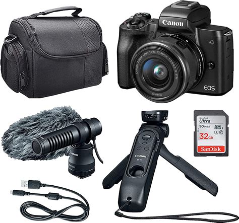 Canon EOS M50 Mark II Vlogging Kit (EF-M 15-45mm Lens, Tripod Grip ...