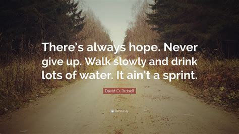 David O. Russell Quote: “There’s always hope. Never give up. Walk ...