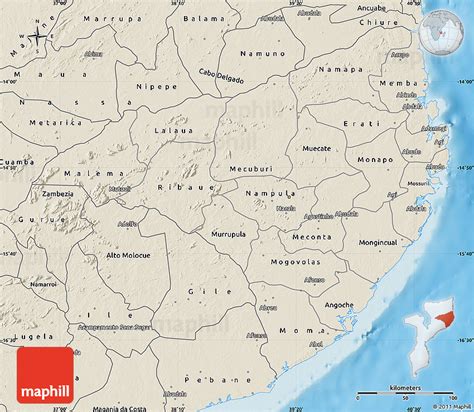 Shaded Relief Map of Nampula