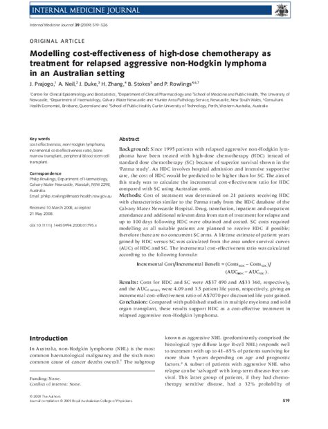 (PDF) Modelling cost-effectiveness of high-dose chemotherapy as treatment for relapsed ...