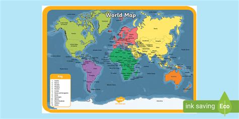 World Map Poster | Twinkl Elementary Geography Resources