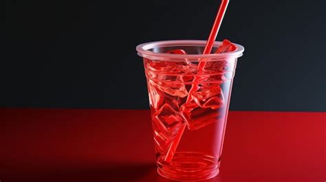 Premium AI Image | Plastic cup with drinking straw