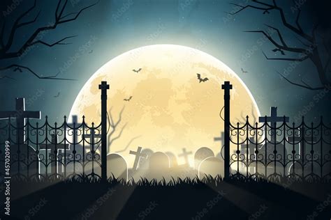 realistic halloween cemetery background vector design illustration ...