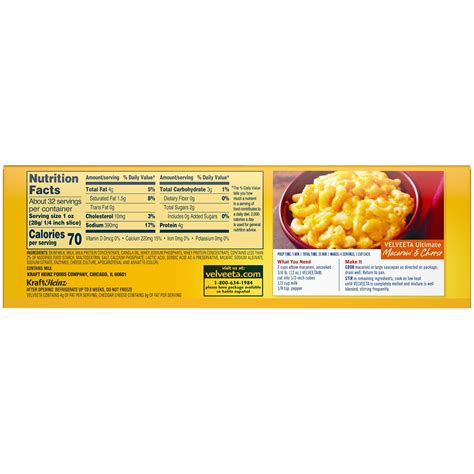 Velveeta Cheese Nutrition Info