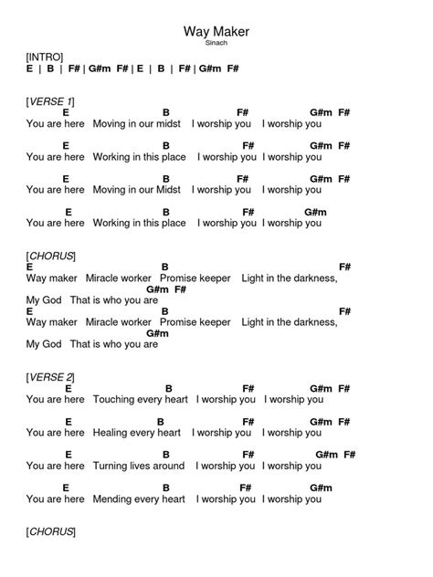 Way Maker (Sinach) - Chords B PDF | PDF | Song Structure