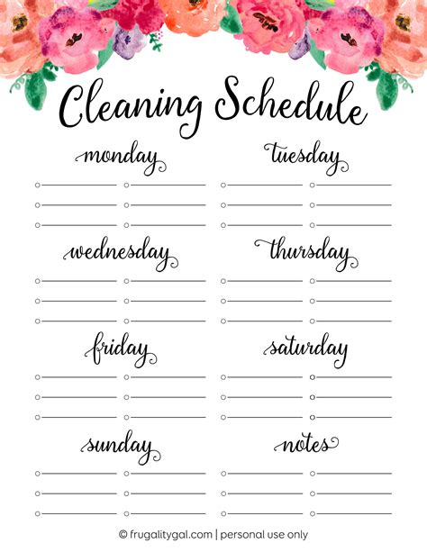 Free Cleaning Schedule Printable | Cleaning Checklist