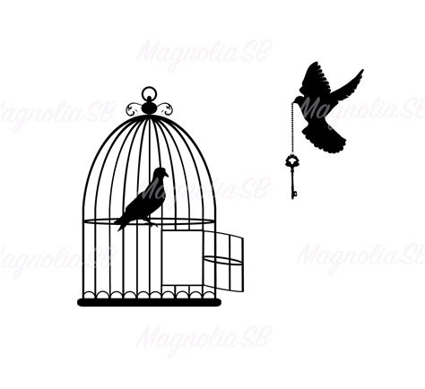 Bird Cage and Dove SVG Bird Cage DXF Clipart Dove With a | Etsy