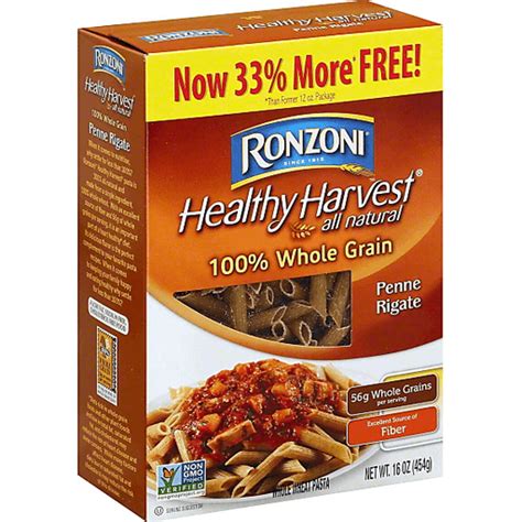 Ronzoni Healthy Harvest All Natural Penne Rigate Whole Wheat Pasta 16 ...