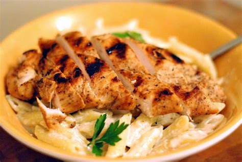 Grilled Chicken Penne Alfredo - Aunt Bee's Recipes