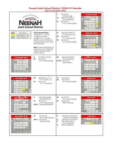 Neenah High School Calendars – Neenah, WI